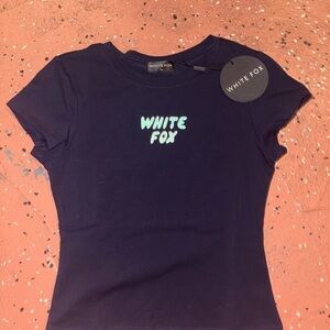White Fox Boutique Dark Blue Short Sleeve Tee